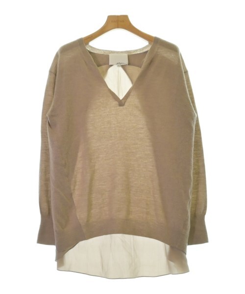 3.1 フィリップリム Vネック 切替 コットンニット ベスト XS グリーン 3.1PHILLIP LIM⁄3.1 フィリップ リム LS POINTELLE PULLOVER:ニット