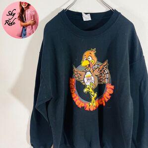 GILDAN ギルダン メンズ ヴィンテージ ウェブスター 七面鳥 ビッグプリント プルオーバースウェット トレーナー ブラック L 古着 #TB1054