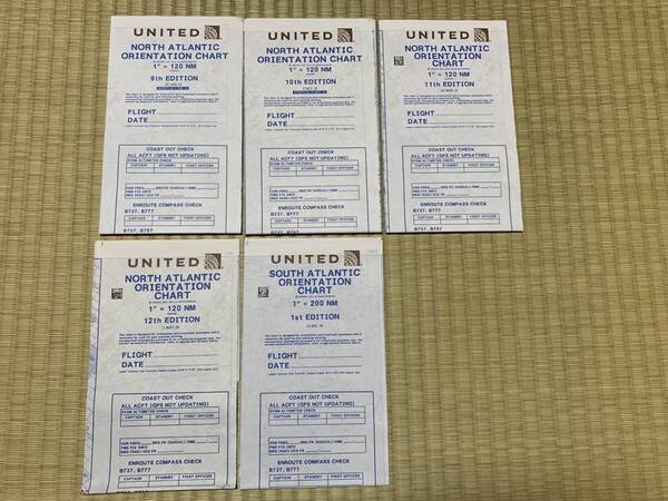United ユナイテッド航空 プロッティングチャート Jeppesen 北大西洋 オリエンテーションチャート 欧米間 航路図 ヨーロッパ アメリカ