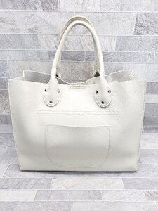 ◇ ◎Θ POUTOJOURU フェイクレザー ショルダー トート バッグ アイボリー レディース P
