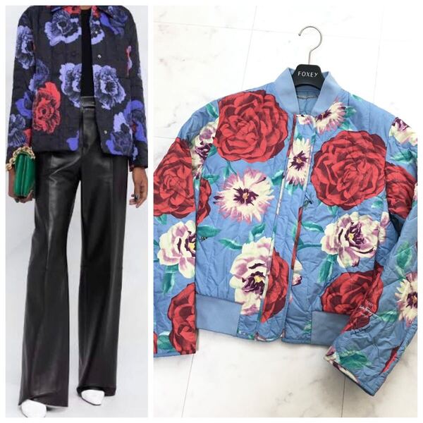 近年美品 Salvatore Ferragamo フェラガモ フローラル ブルゾン ジャケット