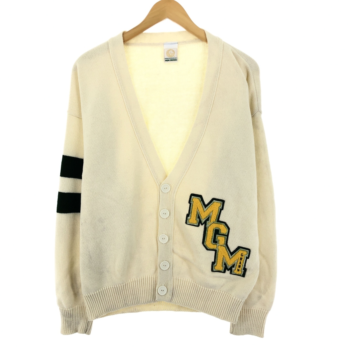 古着 90年代 MGM GRAND アクリルレタードニットカーディガン USA製 メンズL ヴィンテージ /eaa406316 ss2501_50