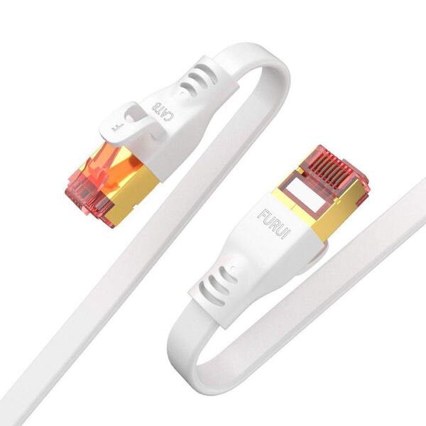 フラット ケーブル Cat 8 1.8M、40Gbps、2000MHz Cat8 イーサネット ケーブル 28AWG 無酸素銅 、防水、紫外線防止、ルータ、Xbox、PS4