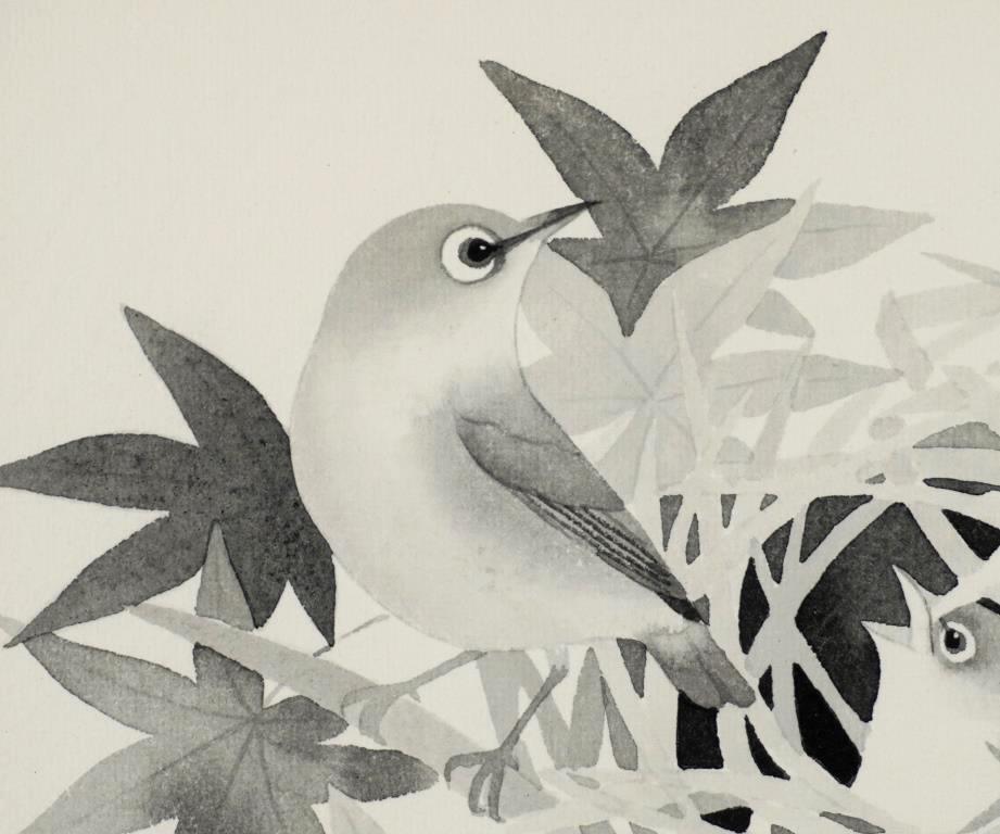 長縄士郎『巣立ち』◇水墨画◇落款・共シール有◇日展特選！紺綬