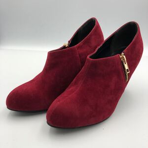 K499Y LIBERTYDOLL женский короткие сапоги ботиночки S примерно 22cm красный под замшу боковой Zip прекрасный товар
