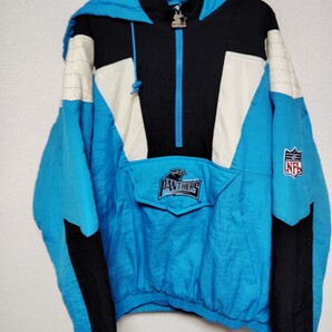 【中古】90's STARTER/スターター PRO LINE NFL カロライナ・パンサーズ 中綿入り フード ナイロンプルオーバー