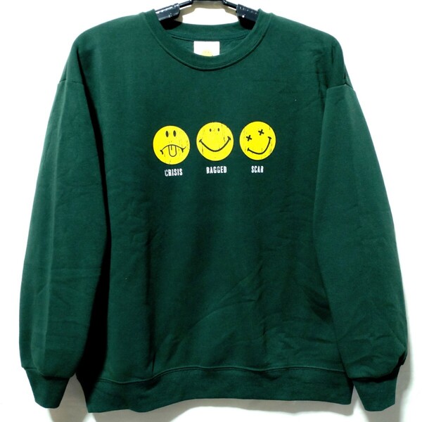 特価/未使用【サイズ=LL(レディス)】SMILEY FACE/スマイリー フェイス/婦人/裏起毛/スウェット/トレーナー/胸囲=93~101cm/green