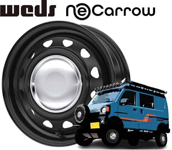 WEDS ウェッズ NeoCarrow ホイール 12インチ 12H100・110・114.3 3.50B+34 1本 ネオキャロ セミマットブラック&クロームキャップ