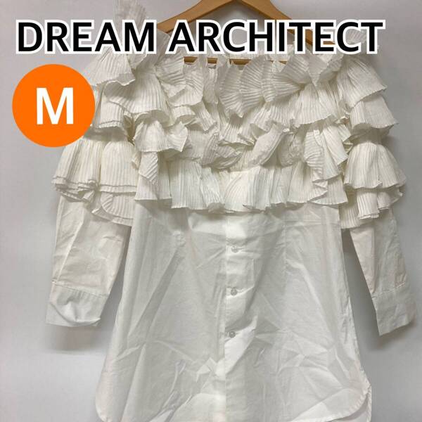 DREAM ARCHITECT シャツ ブラウス トップス 長袖 フリル レディース ホワイト Mサイズ【CT613】