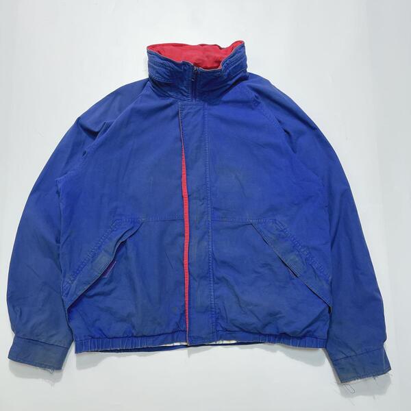 80's Eddie Bauer エディーバウアー セーリングジャケット スイングトップ L 青 無地 ブルゾン 80年代ヴィンテージ HTK5567