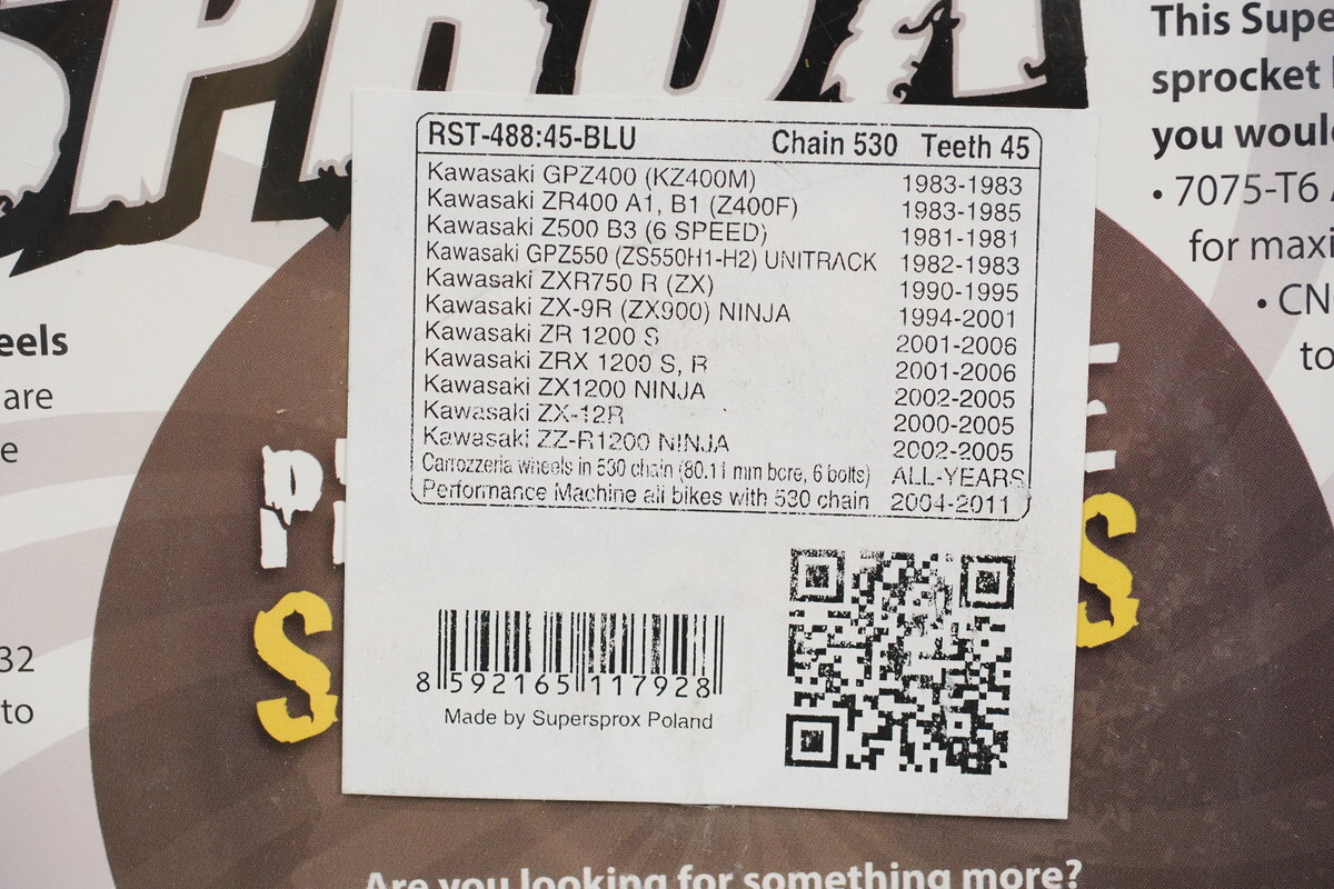 新品 イギリス Super sprox 製 リアスプロケット RST-488 530-45丁 ZX12R ZRX1200 ZX9R ZXR750 等に/ XAM A6402-45 / RK108-45 互換 新品 イギリス Super sprox 製 リアスプロケット RST-488 530-45丁 ZX12R ZRX1200 ZX9R ZXR750 等に/ XAM A6402-45 / RK108-45 互換
