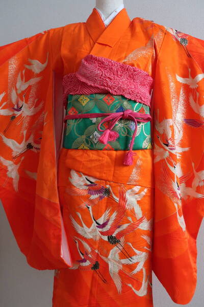七五三 女児 女の子 振り袖 襦袢 作り帯 3点セット お正月 祝い事 結婚式