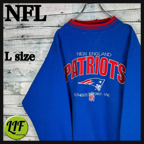 NFL 刺繍チームロゴ ペイトリオッツ スウェット ブルー L 4825
