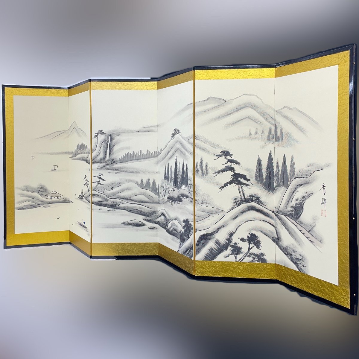 Yahoo!オークション -「水墨画」(屏風、パーティション) (家具 Yahoo!オークション -「水墨画」(屏風、パーティション) (家具