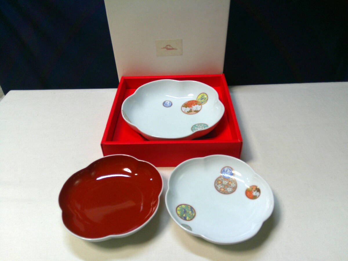 深川製磁 (フカガワセイジ) 小鉢 寿赤絵 5Pセット