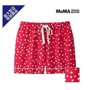 新品ユニクロUNIQLO部屋着ルームウェアSPRZ NYリラコ草間彌生ショートパンツ ステテコ水玉ドット おしゃれ白ホワイト赤レッドMOMAパジャマ