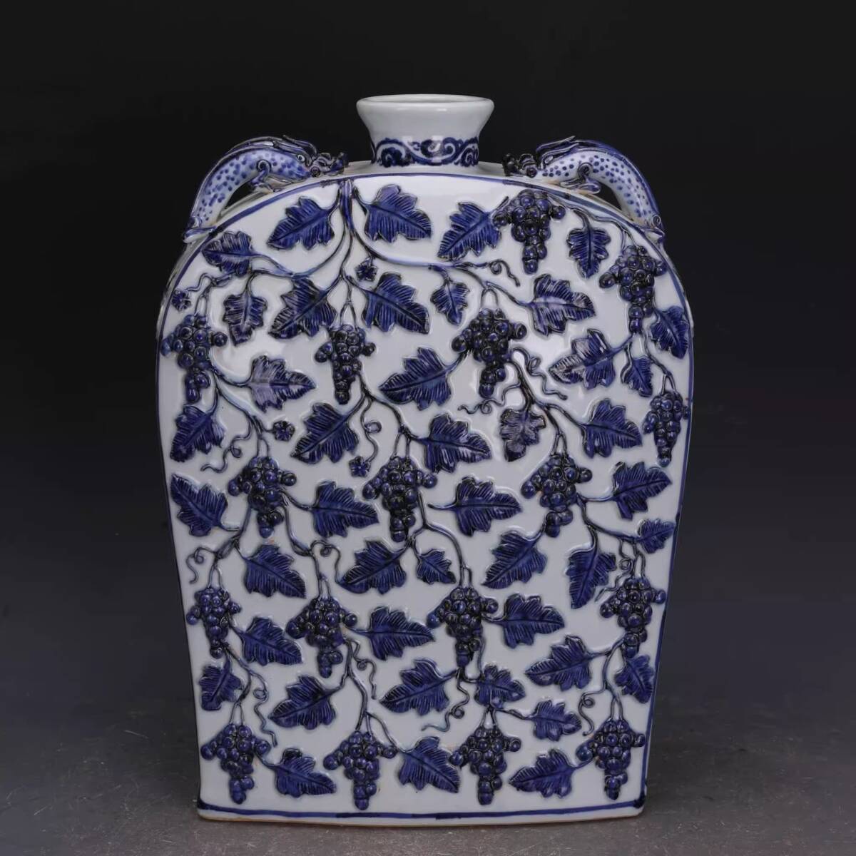 中国骨董 元 青花龍紋梅瓶 古染付 花入れ 旧家コレクション うぶ