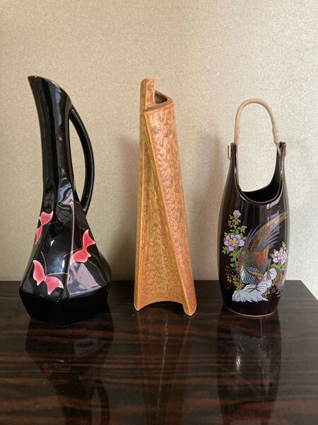 花瓶 フラワーベース 3点 セットで 骨董品 花入 花器
