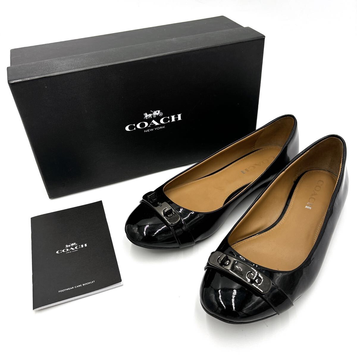 【未使用品・箱付き】COACH コーチ パンプス フラットシューズ シグネチャー ☆新品☆COACH(コーチ)☆フラットシューズパンプスレザー箱付き