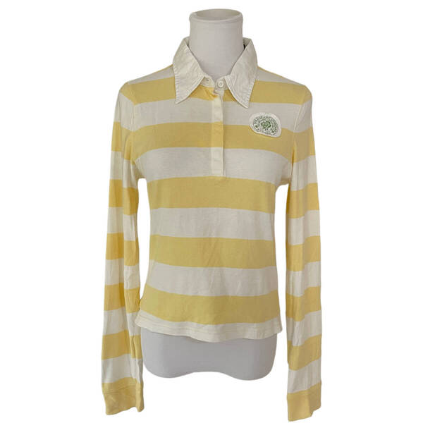 Polo Jeans Co. ポロジーンズ レディース 長袖 ポロシャツ ボーダー柄 イエロー×ホワイト 綿100% 送料無料 匿名配送