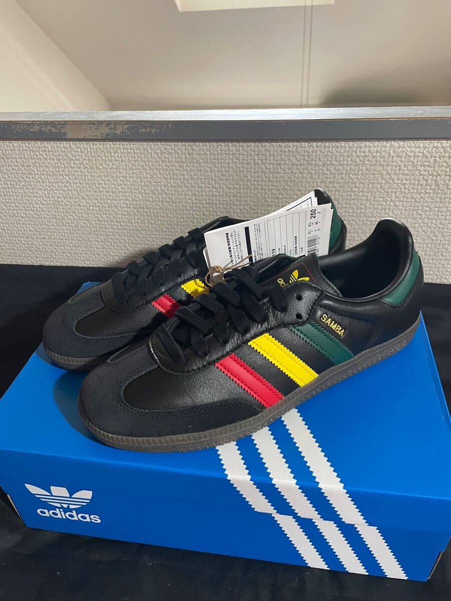 新品 国内正規タグ付き アディダスオリジナルス SAMBA OG ラスタ 25 US7 ブラック BLACK 黒 adidas originals サンバ OG RASTA IH3119