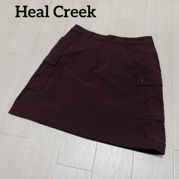 ヒールクリーク Heal Creek ゴルフウェア ゴルフスカート ポケット パープル サイズ38 ロゴ刺 台形 ストレッチ