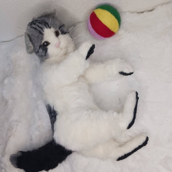 ++nannan++ 羊毛フェルト 猫 垂れ耳サバトラ ハンドメイド