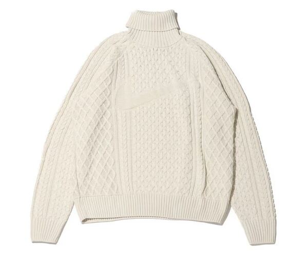 ☆新品 国内正規品 NIKE AS M NL CABLE KNIT TURTLENECK FB7771-072 XLサイズ LIGHT BONE ナイキ ニット タートルネック セーター クリーム