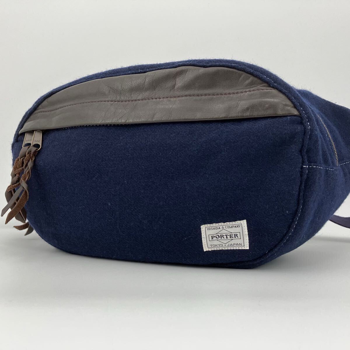 HEAD PORTER ウール チェック ショルダーバッグ