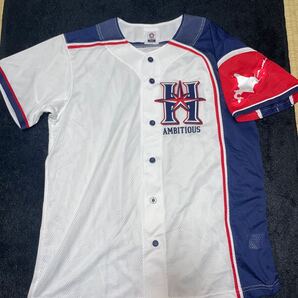 即決 送料無料 北海道日本ハムファイターズ ユニフォーム ミズノ製 Lサイズ 刺繍 アンビシャス ambitious 2018 球場配布物ではなく市販品