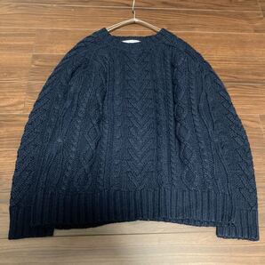 バックナンバー ニット クルーネック 長袖 ケーブル編み ウール S 紺