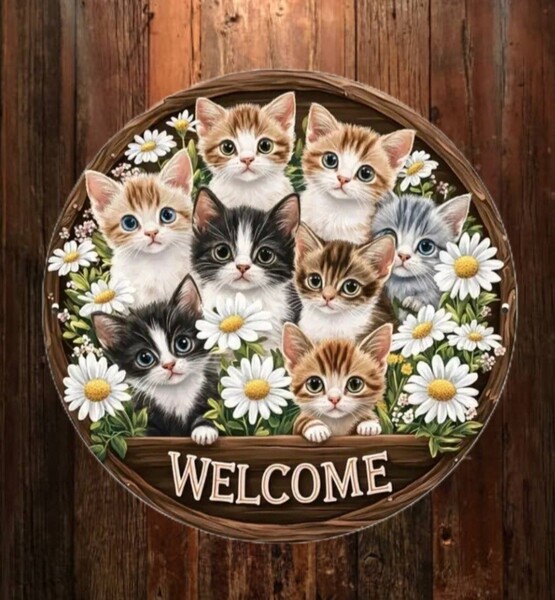 猫の壁飾り メタルウォールアート 猫WELCOME 06 猫の雑貨 HANAKO
