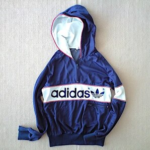 即決 80s 西ドイツ製 ヴィンテージ adidas ハーフジップ パーカー ジャージ ネイビー OPTI アディダス あいみょん 着