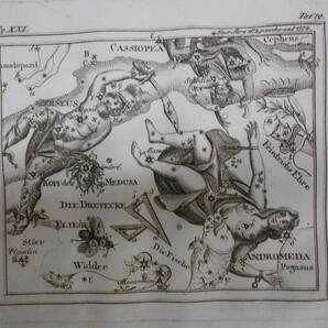 即決1805年ドイツ『メイシナー星図帳PL19アンドロメダ座』天球図 天文 アンティーク 星図、星座早見盤Astronomy, Star map, Planisphere