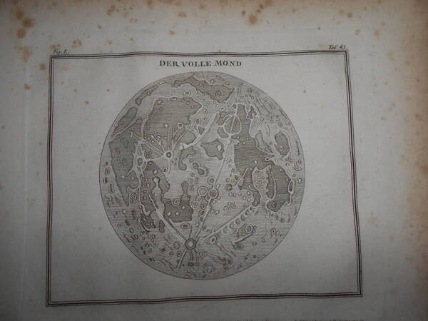 即決1805年ドイツ『メイシナー星図帳PL43 月面図1』天球図 天文 アンティーク 星図、星座早見盤Astronomy, Star map, Planisphere