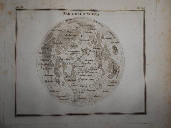 即決1805年ドイツ『メイシナー星図帳PL44 月面図2』天球図 天文 アンティーク 星図、星座早見盤Astronomy, Star map, Planisphere