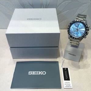【新品】SEIKO セイコー クロノグラフ クォーツ腕時計 SBTR029 ウォーターブルー 水色☆未使用