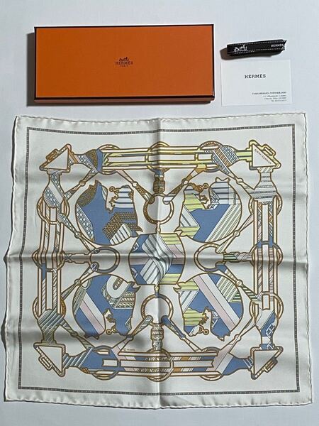 超美品 HERMES プチカレ TATERSALE EN ZIGZAG エルメス タッタソール ジグザグ ミニスカーフ 付属品 ミニ スカーフ カレ GAVROCHE