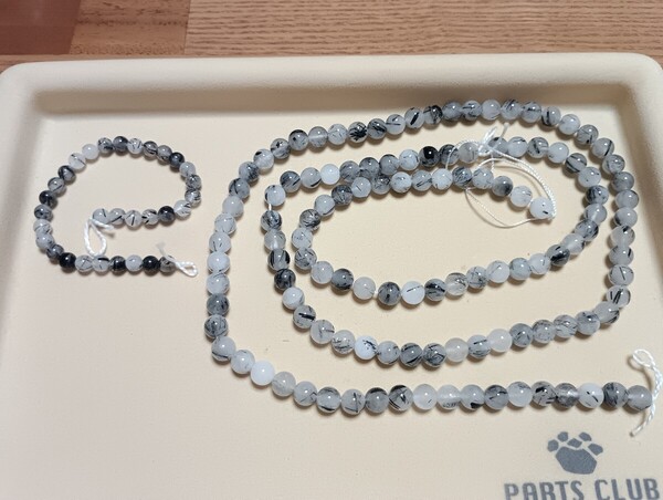 ☆天然石☆ブラックトルマリンクオーツ☆6mm 約31個&8mm 約123個☆パワーストーン☆ビーズ☆