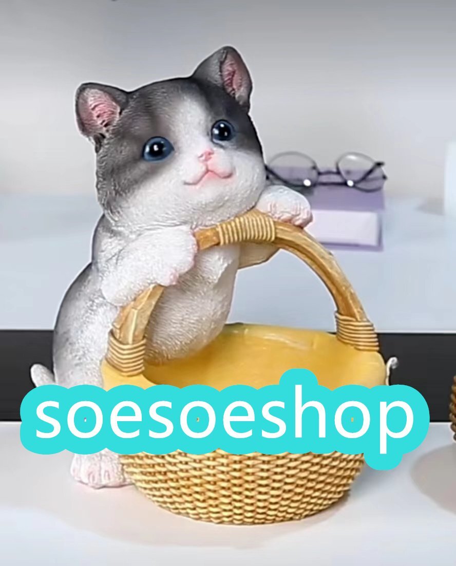 人気美品☆実用 置物 猫 ねこ 超可愛い 収納 かご 飾 り 装飾 デコレーショ