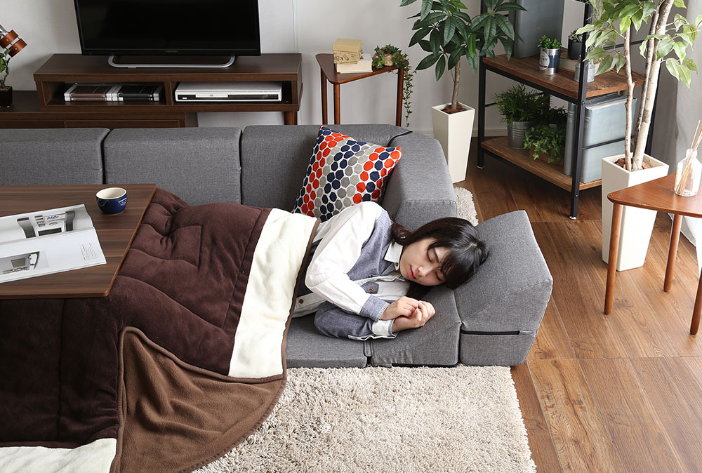 日本製 コーナーソファ3点セット 布張りグレー色 組み合わせ自由