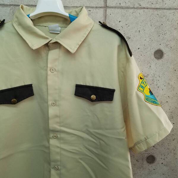 中古 アメリカ古着 Super Troopers スーパートルーパーズ 半袖シャツ メンズ Lサイズ 黄色 イエロー ワークシャツ アウトドア 送料無料