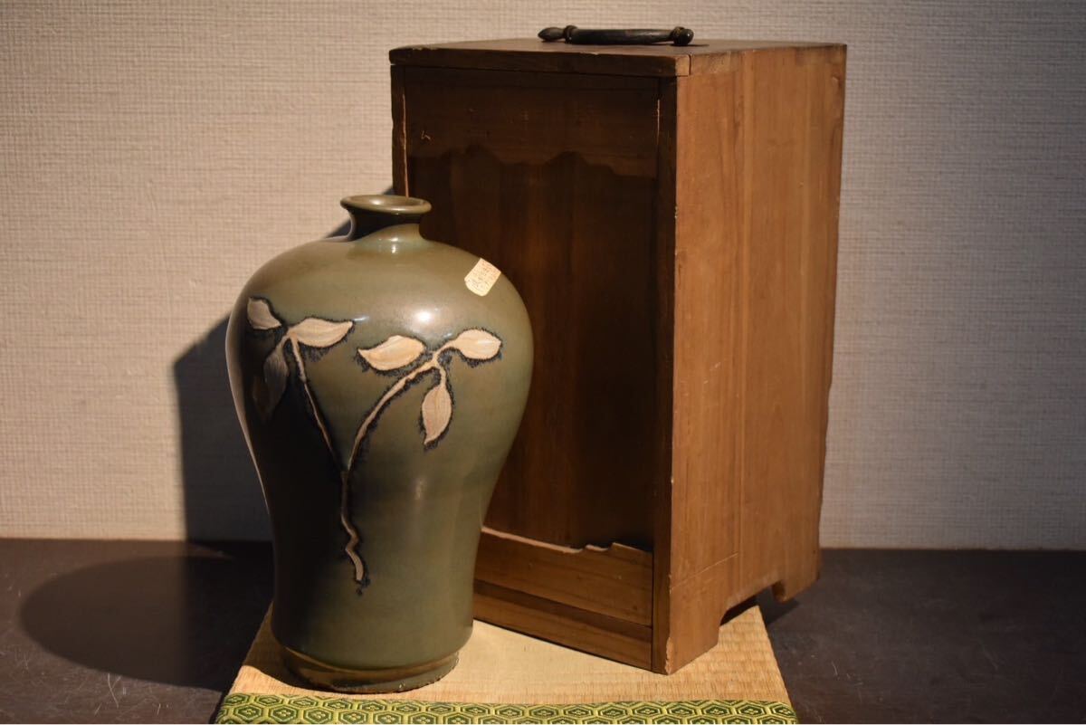 古美術 朝鮮古陶磁器 李朝 掻き落とし 扁壷 時代物 極上品 初だし品