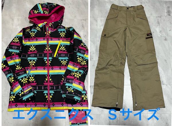 フェニックス X-NIX エクスニクス Sサイズ 上下 セットアップ 幾重柄 ベージュ ジャケット パンツ スキー スノボ