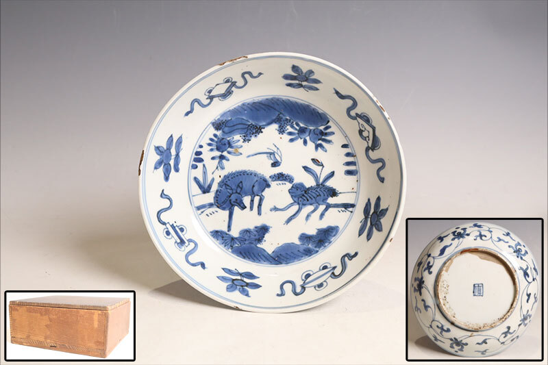 中国 古染付 鹿絵皿（23㎝）漳州窯 美品 - メルカリ