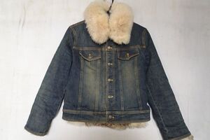 Pinky&Dianne, Pinky&Diane, джинсовая куртка, джинсовая куртка, верхняя одежда, меховой воротник, меховая подкладка, синий индиго, размер 3812/20R6)