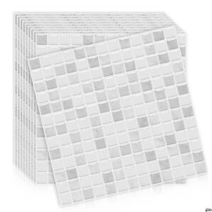 【キッチン、トイレ、洗面所、浴室でも安心して使用可能】タイルシール防水・耐熱 25x25cm モザイクデザイン 壁紙シール リメイク