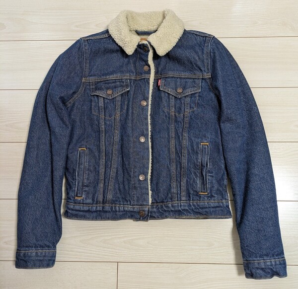 送料無料 Levi's デニムジャケット ボア付き S リーバイス Gジャン 古着 USED レディース プレゼントにも
