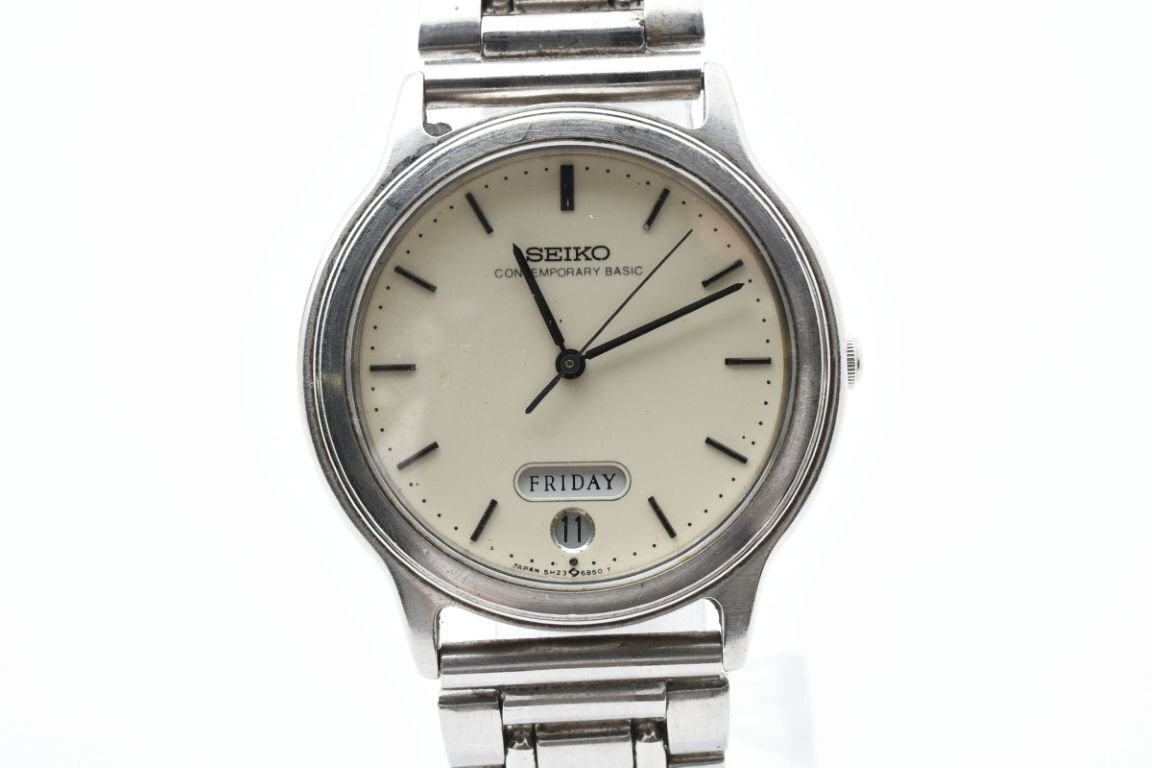 Seiko Contemporary Basic 5H23-6B90 Men's Watch Ivory Dial