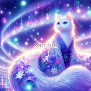 A3 350dpi 猫 七夕 天の川 オリジナル絵イラスト著作権フリー画像素材 54P Cat Tanabata milkyway picture image material copyright free